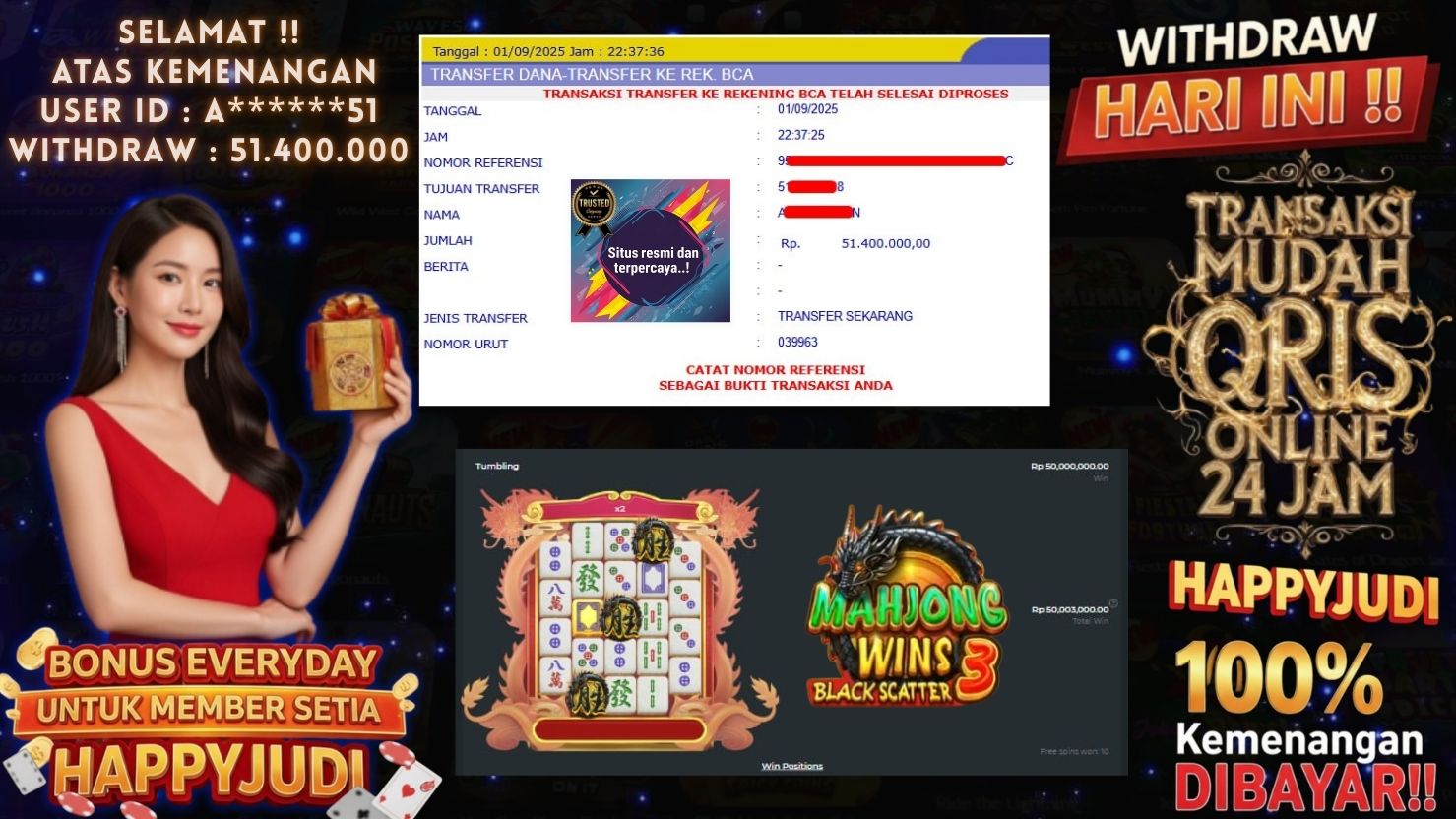 HAPPYJUDI JACKPOT SLOT MAHJONG WINS 3 BLACK SCATTER